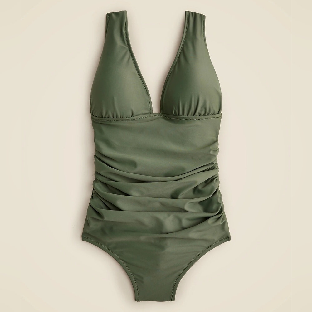 NWT J.Crew Ruched V-neck one-piece swimsuit, Size 2